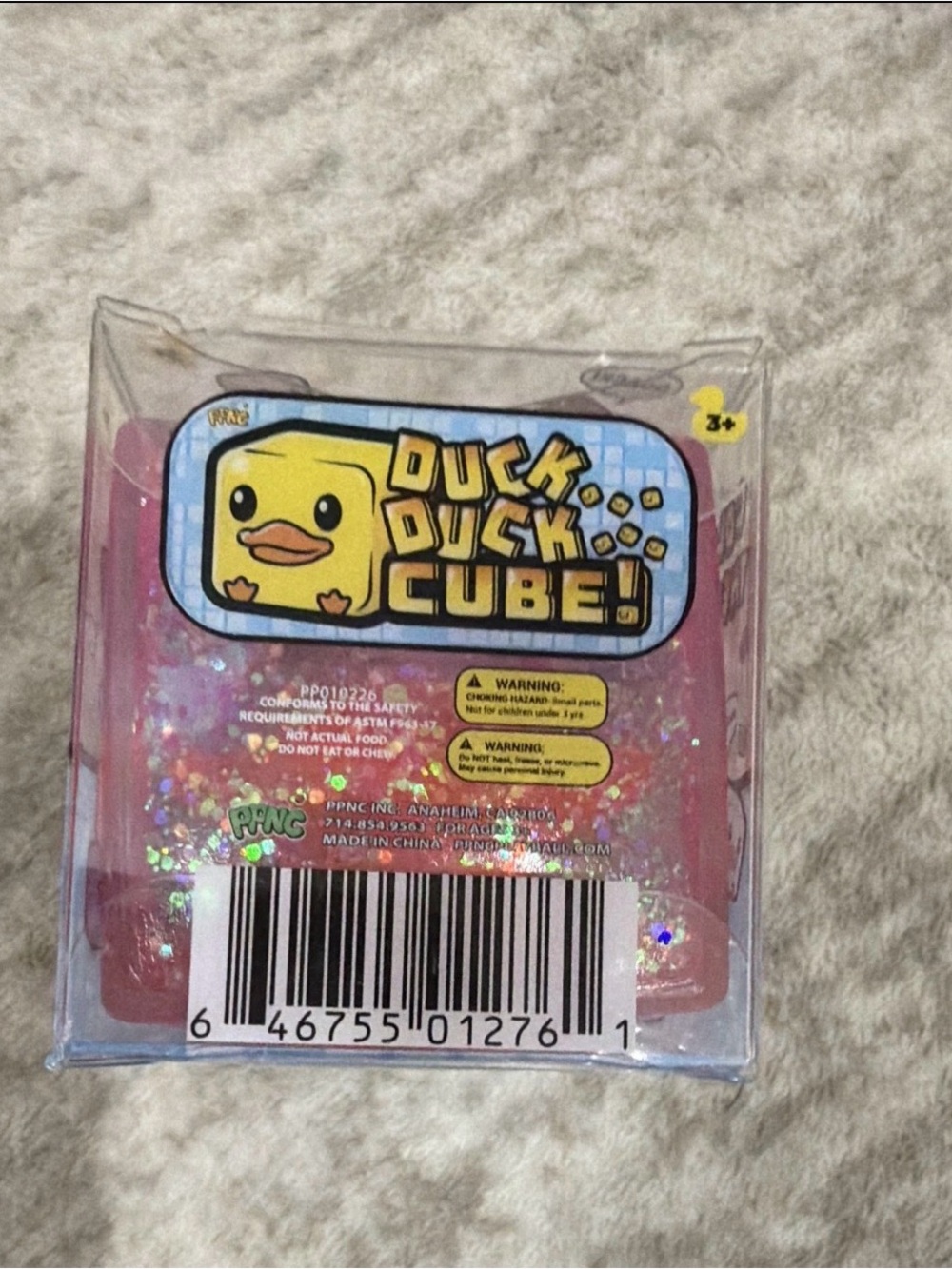 PPNC Duck Duck Cube! Pink Glitter Squeeze/Stack Toy - Picture 4 of 4